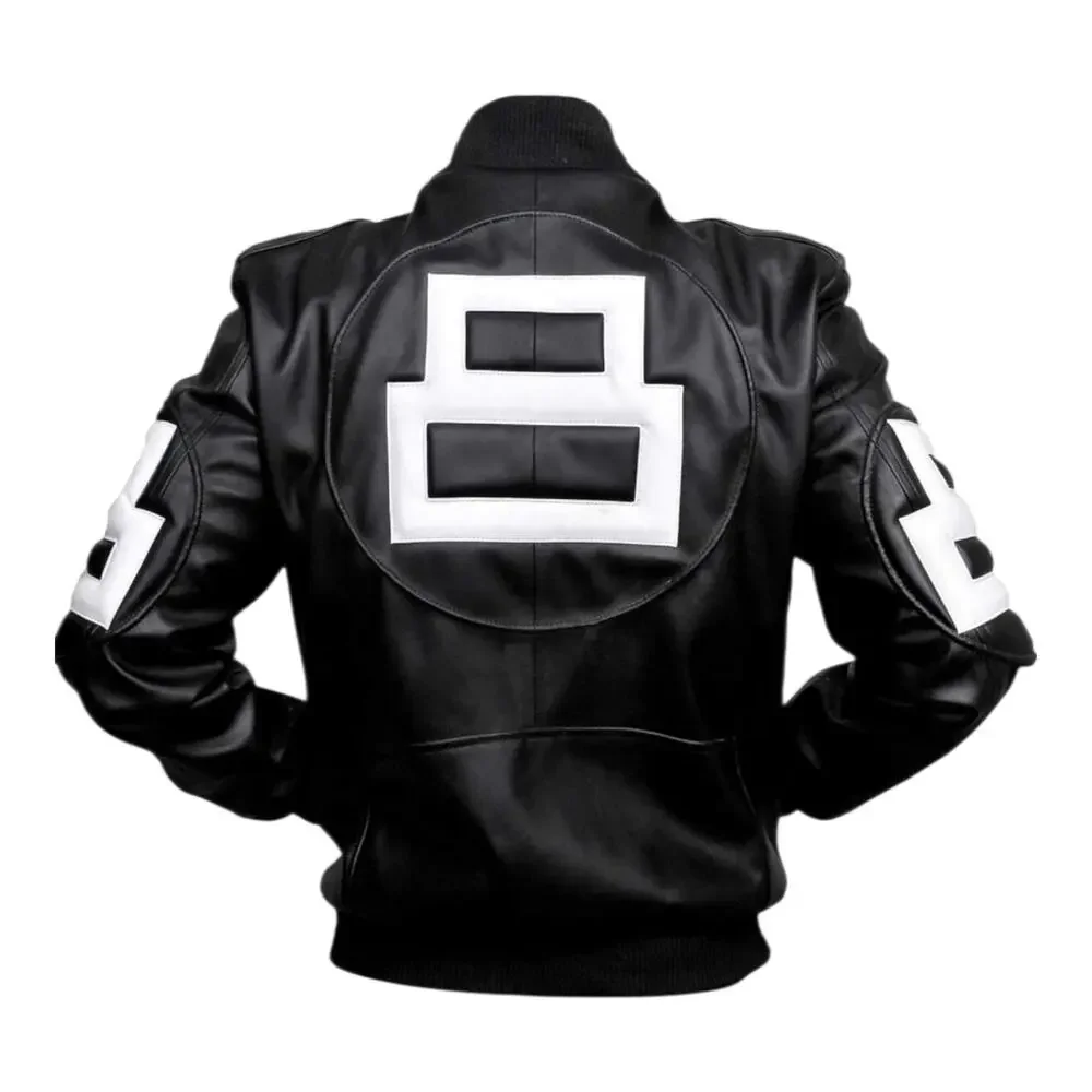 Men's New 8 Ball Pool Black Vegan Leather Bomber Jacket Seinfeld Michael Hoban